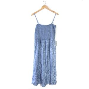 NSR Periwinkle Blue Lead Tropical Ruched Spaghetti Strap Long Dress XL